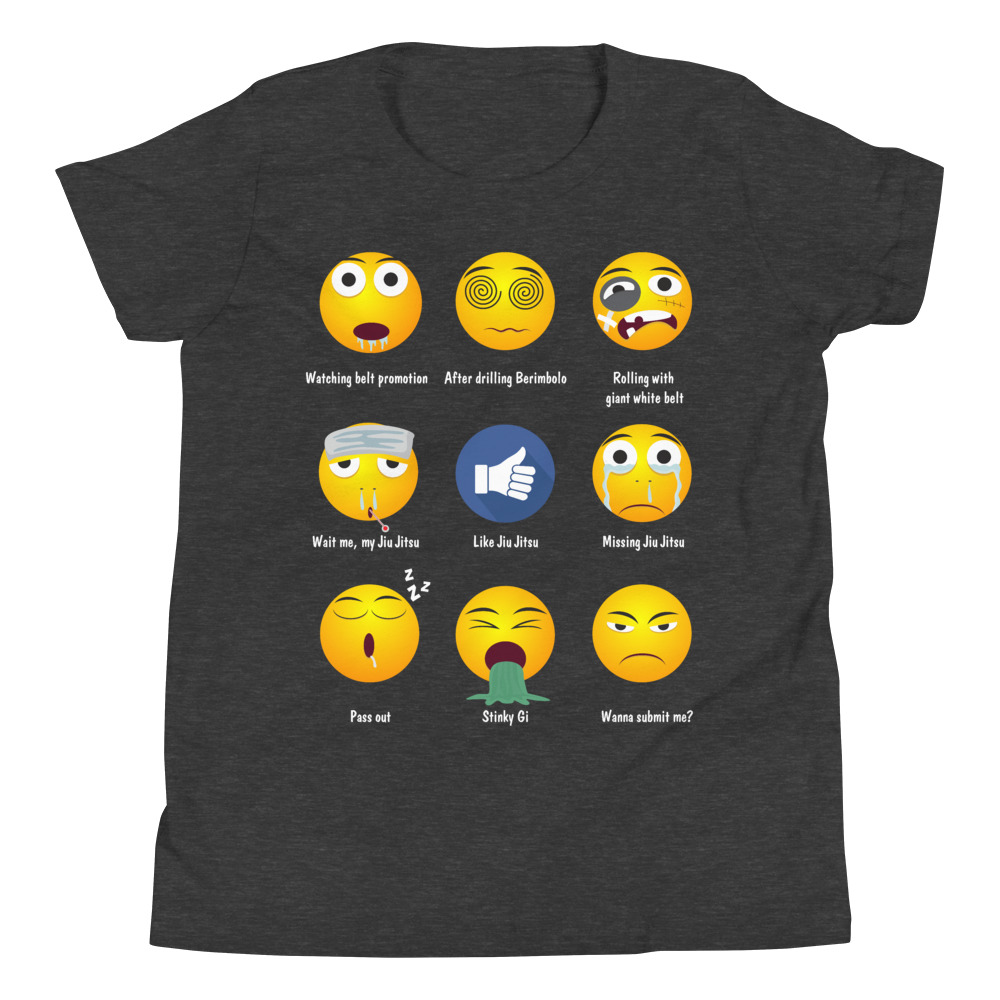 Youth/Kid BJJ T-Shirt - Brazillian Jiu-jitsu 9 Shades Emoji Emoticons 3