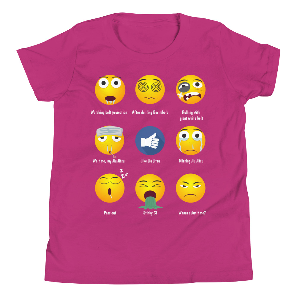 Youth/Kid BJJ T-Shirt - Brazillian Jiu-jitsu 9 Shades Emoji Emoticons 6