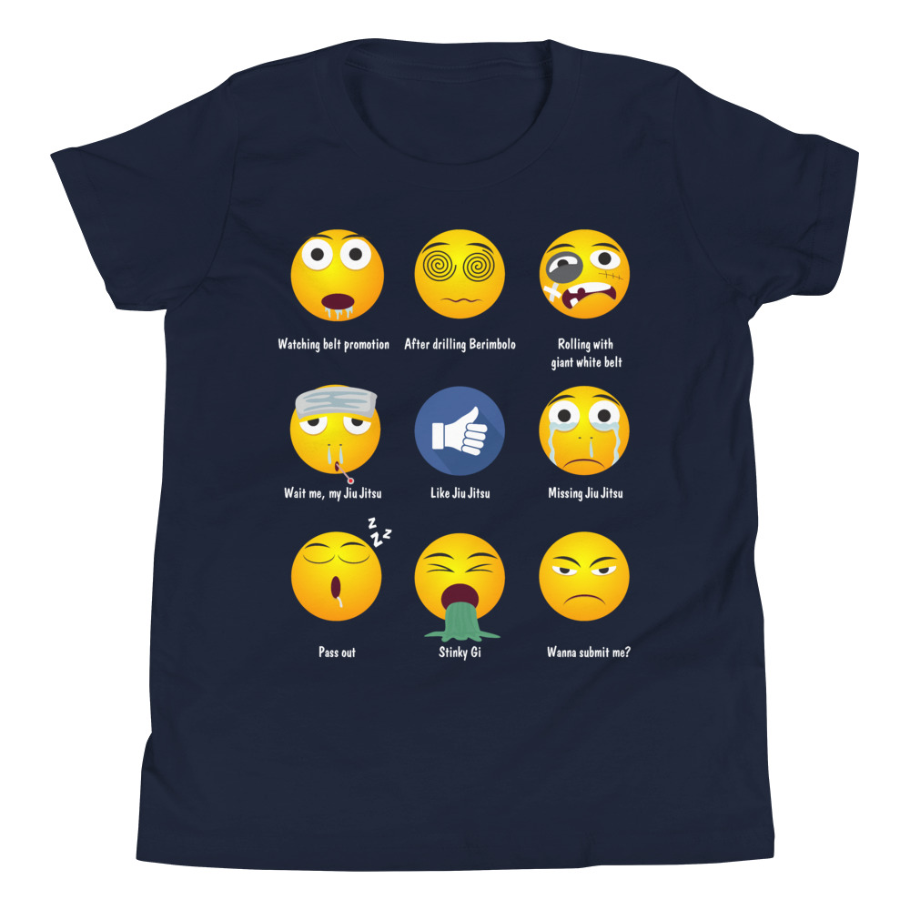 Youth/Kid BJJ T-Shirt - Brazillian Jiu-jitsu 9 Shades Emoji Emoticons 2