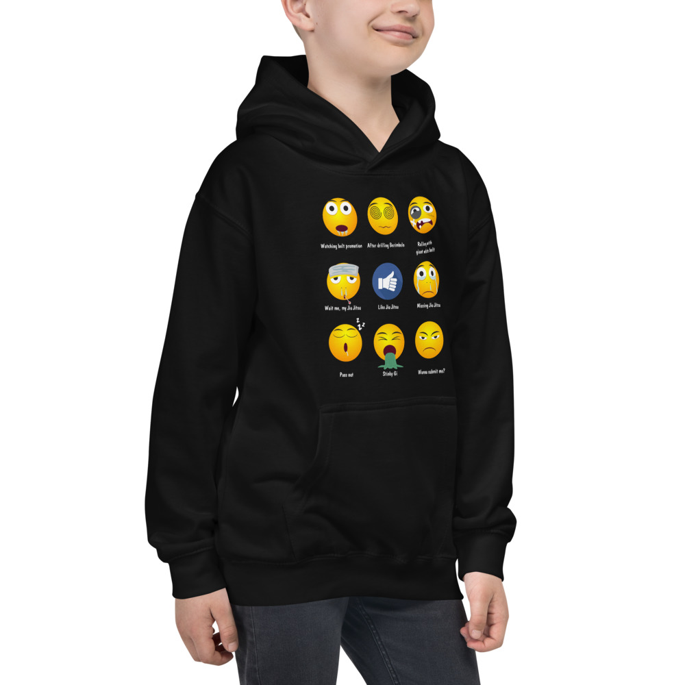 Youth/Kids BJJ Hoodie – Brazillian Jiu-Jitsu 9 Shades Emoji Emoticons 2