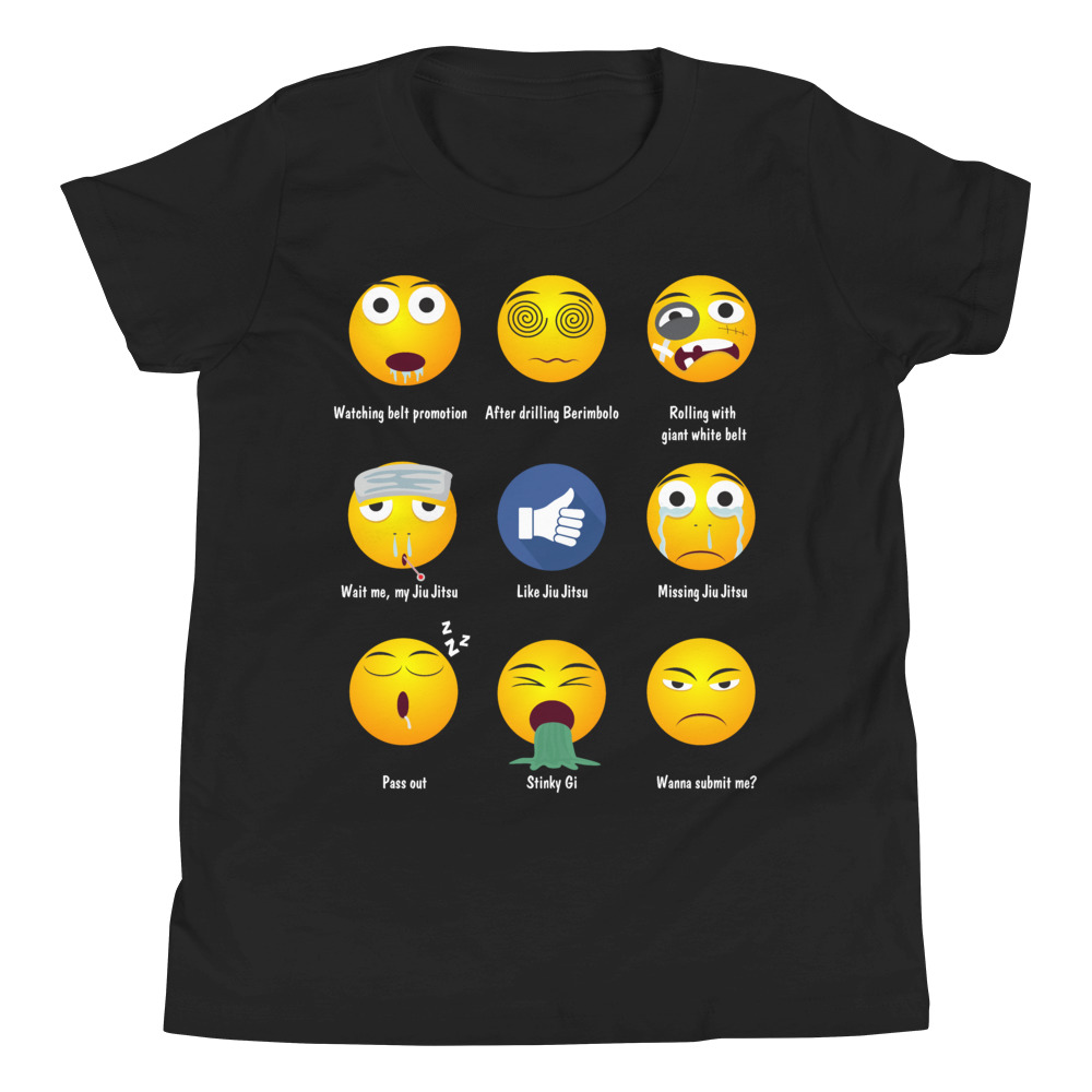 Youth/Kid BJJ T-Shirt - Brazillian Jiu-jitsu 9 Shades Emoji Emoticons 1
